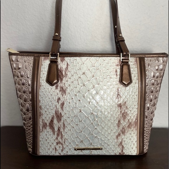SALE💥💥NEW‎ BRAHMIN MEDIUM ASHER CROC-EMBOSSED LEATHER SATCHEL SHOULDER BAG - Picture 9 of 10